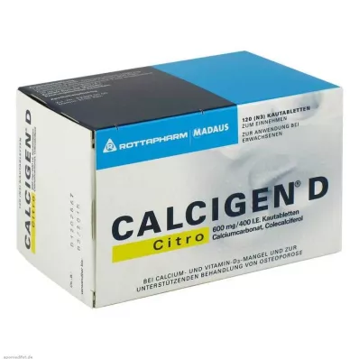 Calcigen D Citro 600 mg / 400 UI tabletas masticables, 120 st