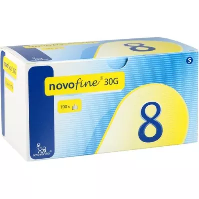 NOVOFINE 8 cánulas 0,30x8 mm 30 G pared fina, 100 uds