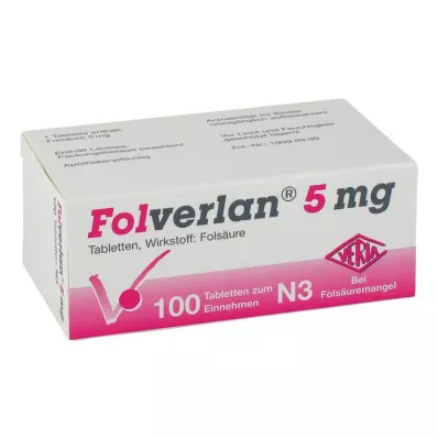 FOLVERLAN 5 mg comprimidos, 100 uds