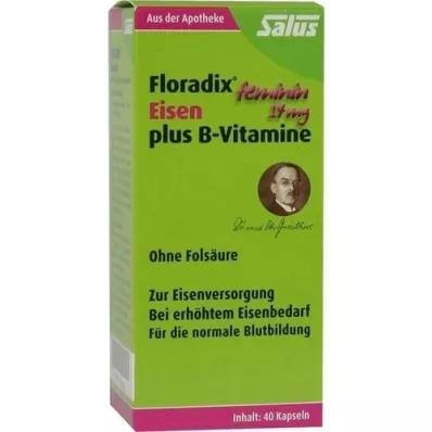 FLORADIX Cápsulas de hierro y vitaminas B, 40 uds