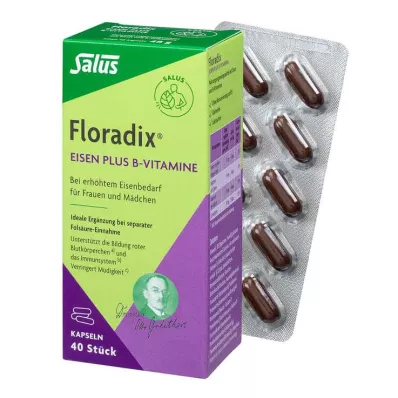 FLORADIX Cápsulas de hierro y vitaminas B, 40 uds