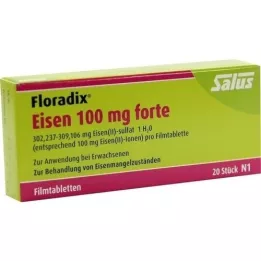 FLORADIX Hierro 100 mg forte comprimidos recubiertos con película, 20 uds