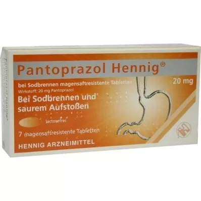 PANTOPRAZOL Hennig b.Sodbrennen 20 mg msr.Tabl., 7 uds