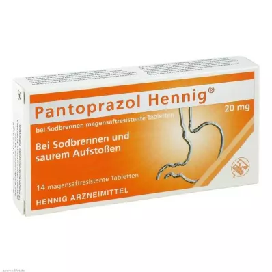 Pantoprazol Hennig b. Acidez estomacal 20 mg comprimidos gastrorresistentes, 14 piezas