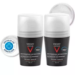 VICHY HOMME Deo Roll-on para piel sensible 48h DP, 2X50 ml
