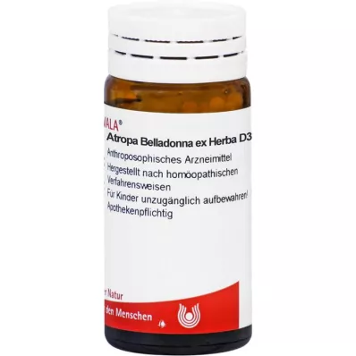 ATROPA belladona ex Herba D 3 glóbulos, 20 g