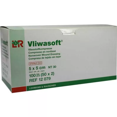 Compresas de vellón Vliwasoft 5x5cm 6 capas estériles, 50x2 piezas