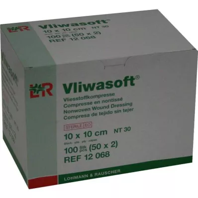 Compresas de vellón Vliwasoft 10x10cm 6 capas estériles, 50x2 piezas