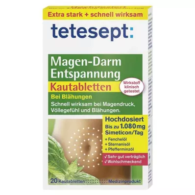 Tabletas masticables de relajación gastrointestinal Tetesept, 20 piezas