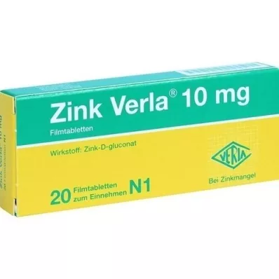 ZINK VERLA 10 mg comprimidos recubiertos con película, 20 uds
