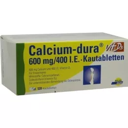 CALCIUM DURA Vit D3 600 mg/400 U.I. Comprimidos masticables, 120 uds