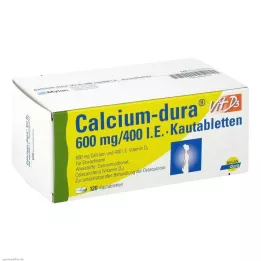 CALCIUM DURA Vit D3 600 mg/400 U.I. Comprimidos masticables, 120 uds