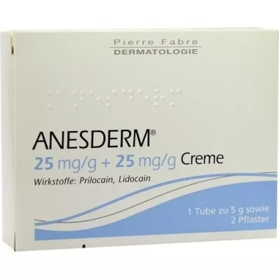 ANESDERM 25 mg/g + 25 mg/g crema + 2 parches, 5 g