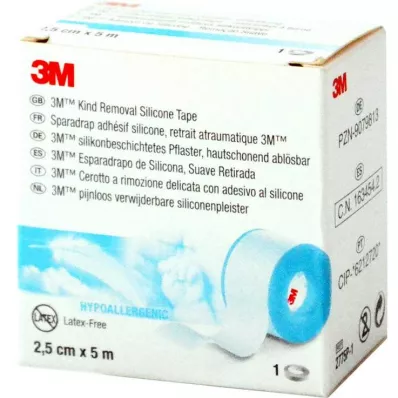 Rollo de esparadrapo siliconado 3M 2,5 cmx5 m, 1 ud Rollo de esparadrapo siliconado 3M 2,5 cmx5 m, 1 ud