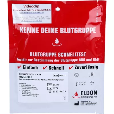 BLUTGRUPPE Test rápido Eldon Home-Kit HKA 2511-1, 1 ud