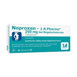 [1a Pharma 250 mg para dolores menstruales, 30 uds