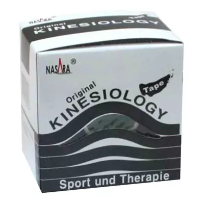 NASARA Cinta kinesiológica 5 cmx5 m negra, 1 ud