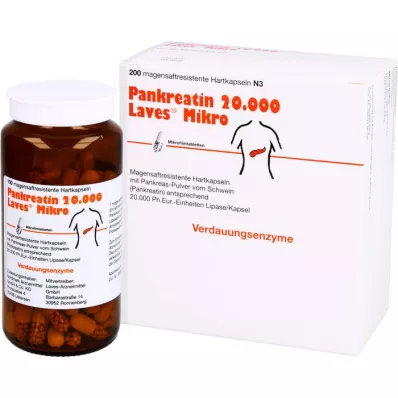 PANKREATIN 20.000 cápsulas duras con recubrimiento entérico Laves Micro, 200 uds