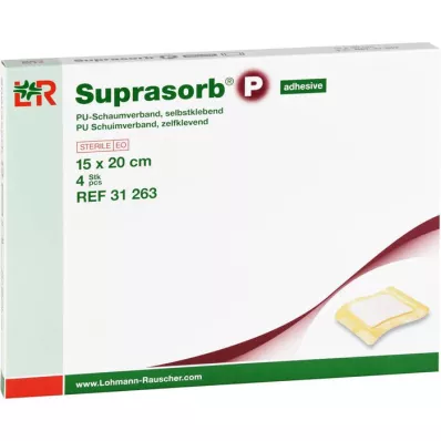 SUPRASORB P PU-Espuma v.autoadhesiva 15x20 cm, 4 uds