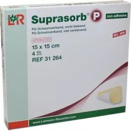 SUPRASORB P PU-Espuma v.no adhesiva 15x15 cm, 4 uds