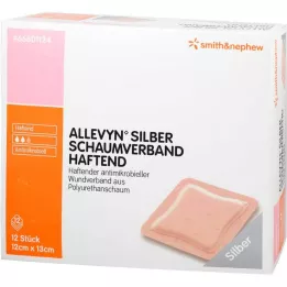 ALLEVYN Apósito de espuma plateada 12x13 cm adhesivo, 12 uds