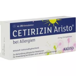 CETIRIZIN Aristo para alergias 10 mg comprimidos recubiertos con película, 20 uds