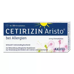 Cetirizina Aristo para alergias 10 mg comprimidos recubiertos con película, 20 piezas