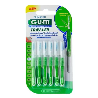 GUM TRAV-LER 1,1 mm abeto verde interdental+6 tapones, 6 uds