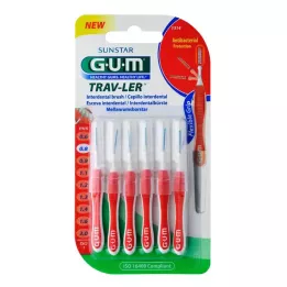GUM TRAV-LER 0.8mm vela roja interdental+6caps, 6 uds