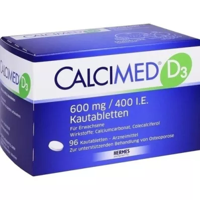 CALCIMED D3 600 mg/400 U.I. Comprimidos masticables, 96 uds