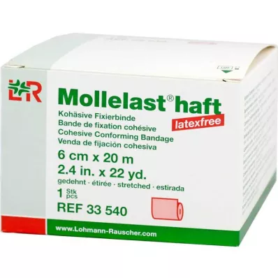 Mollelast adhesivo sin látex 6cmx20m estirado rojo, 1 pieza
