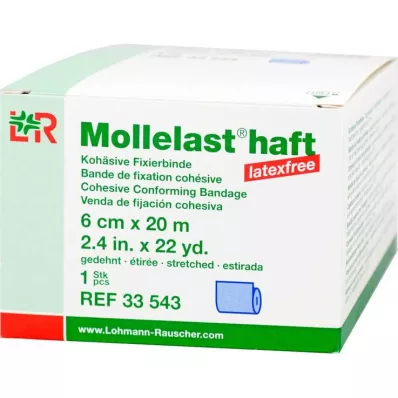 Mollelast adhesivo sin látex 6cmx20m estirado azul, 1ud