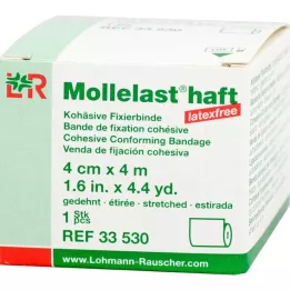 MOLLELAST vendas adhesivas sin látex 4 cmx4 m blanco, 1 ud