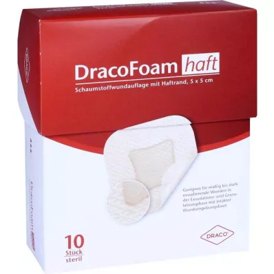 DRACOFOAM Apósito de espuma adhesiva 5x5 cm, 10 unidades