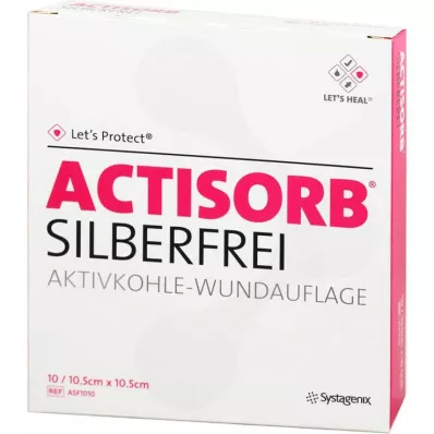 ACTISORB SILBERFREI 10,5x10,5 cm carbón activado, 10 uds