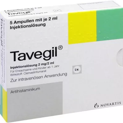 Tavegil solución inyectable 2 mg / ampollas de 2 ml, 5X2 ml
