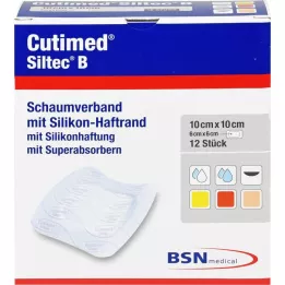 CUTIMED Siltec B Apósito de espuma 10x10 cm con adhesivo, 12 uds