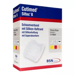 CUTIMED Siltec B Apósito de espuma 10x10 cm con adhesivo, 12 uds