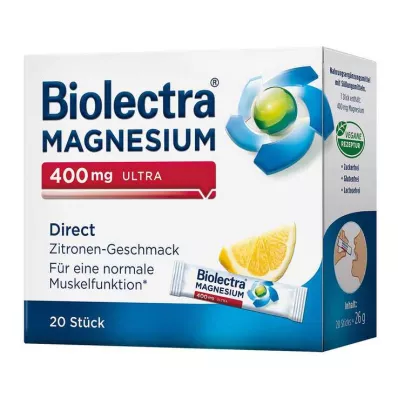 BIOLECTRA Magnesio 400 mg ultra Directo Limón, 20 uds BIOLECTRA Magnesio 400 mg ultra Directo Limón, 20 uds