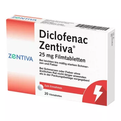Diclofenaco Zentiva 25 mg comprimidos recubiertos con película, 20 piezas