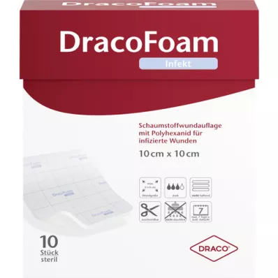 DRACOFOAM Apósito de espuma para infecciones 10x10 cm, 10 unidades