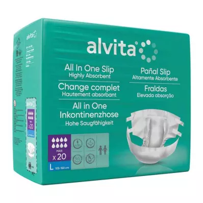 Alvita pantalones de incontinencia todo en uno maxi noche grande, 20 st