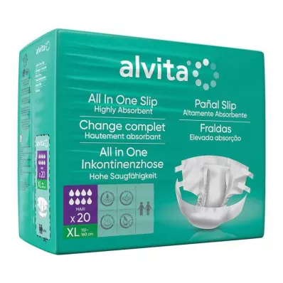 Alvita pantalones de incontinencia todo en uno maxi xl noche, 20 st