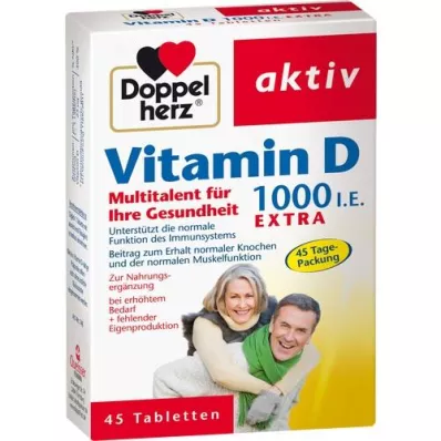 DOPPELHERZ Vitamina D3 1000 U.I. EXTRA Comprimidos, 45 uds