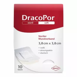DRACOPOR Apósito para heridas 3,8x3,8 cm estéril, 10 uds
