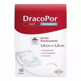 DRACOPOR apósito impermeable 3,8x3,8 cm estéril, 10 uds