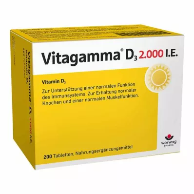 Vitagamma D3 2.000 U.I. Tabletas de vitamina D3 NEM , 200 piezas