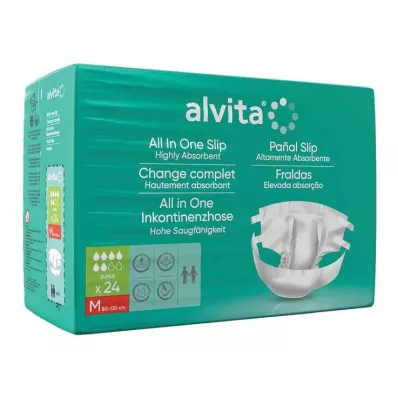 Pantalones de incontinencia todo en uno Alvita Super Medium Day, 24 PCS