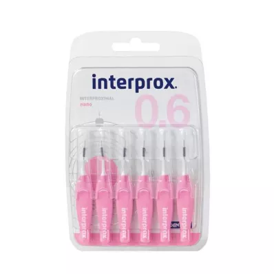 INTERPROX cepillo interdental nano rosa blister, 6 uds