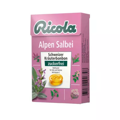 Ricola sin azúcar caja de caramelos de salvia alpina, 50 g